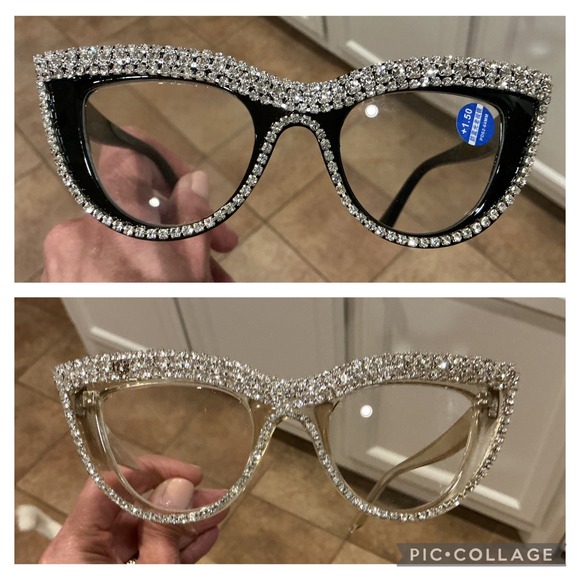 Accessories - Pair of Rhinestone Glasses Cat Eye Reading Glasses 1.50 Diopter Bling Frame
